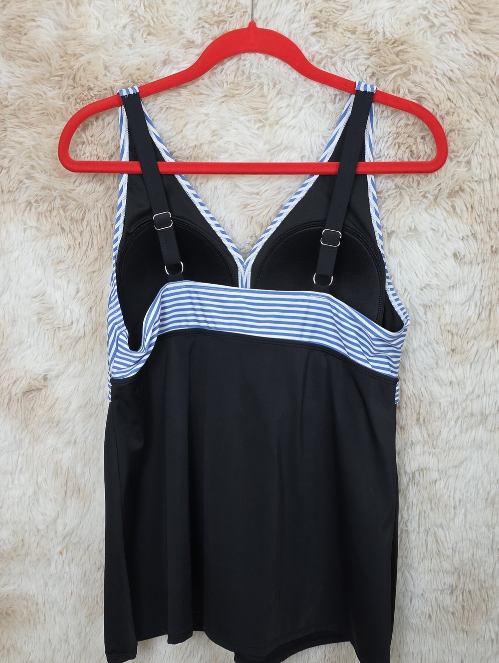 Septangle Size 16 Blue Stripe Tankini Swim Top Tummy Control - Picture 2 of 10